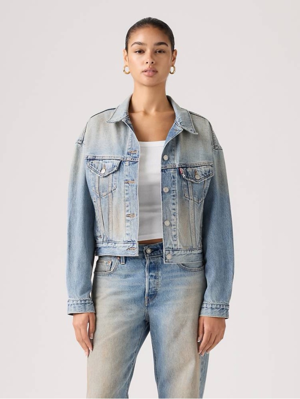Levi's Faded Blue Denim Trucker Jacket Size XS